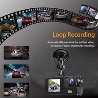 Caméra de stationnement 3 canaux, enregistreur vidéo de voiture DVR 1080P, vision nocturne, enregistreur vidéo avant, intérieur, arrière, caméra de recul de voiture, 3 objectifs