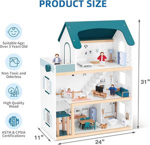 Ensemble de jouets <span class=keywords><strong>maison</strong></span> en bois élégante, simulation de <span class=keywords><strong>maison</strong></span> de ville pour poupées, avec meubles pour enfants KB0283 - Product Image 6