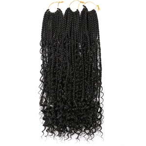 24 pouces Ombre Bohème Boîte Tresses Avec Bouclés Fin Crochet Cheveux Tressage Extension Femmes Boho Tresses Coiffures - Product Image 2