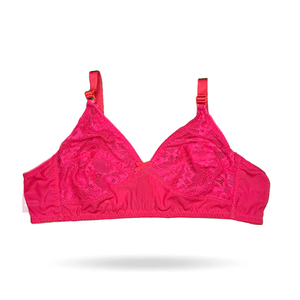 Soutien-gorge en coton à dentelle tissée, couvrant entièrement la poitrine, avec fermeture dorsale et bande large pour soutien des grandes tailles, confort toute la journée et tissu respirant - Product Image 1
