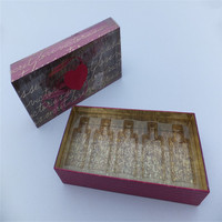 Emballage de parfum recyclable de luxe à paillettes dorées transparentes boîtes de la Saint-Valentin pour coffret cadeau logo imprimé personnalisé sur manchon en PET