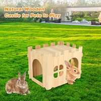 Maison de lapin pliable moderne et cachette grand château de lapin en bois massif Cochon d'inde Chinchilla Habitat