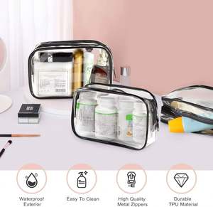 Sac de maquillage en plastique avec logo personnalisé, fermeture éclair, portable, imperméable, sacs cosmétiques, voyage en plein air, anti-poussière, sac de rangement en PVC - Product Image 6