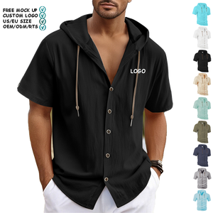 Camisas Guayaberas de Lino de Manga Corta Personalizadas para Hombre, Camisa con Botones, Estilo Casual Hawaiano para Playa, Ligera y a la Moda - Product Image 1