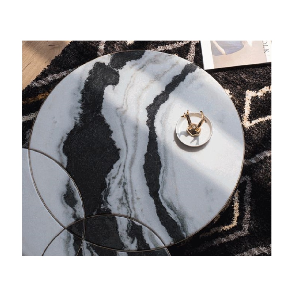 Natural Panda White Black Veinis Marble Kitchen Bathroom Round Table Counter Island Top Vanity Basin Top 20mm Thickness Top