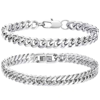 Set Gelang Pria Cuban Terlaris, Bahan Stainless Steel Anti Air dan Tidak Luntur