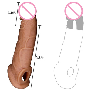 India <span class=keywords><strong>mejor</strong></span> reutilizable enorme realista <span class=keywords><strong>de</strong></span> silicona pene extensor erección mejora hombres negro condón pene manga adultos hombres juguetes sexuales - Product Image 2