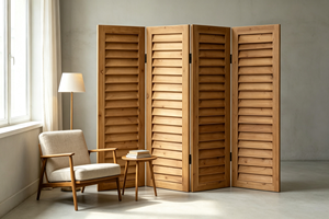 Wooden <b>Folding</b> <b>Room</b> <b>Divider</b> 3 Panels Handcrafted Bohemian Design Opaque Privacy Screen Multi-Functional Foldable Frame Structure - Product Image 3