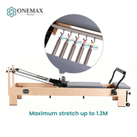 Reformer Pilates Onemax en bois d'érable robuste avec système de ressorts à force variable 1,2 m – Machine professionnelle d'étirement Pilates