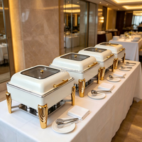 Mini-plat chauffant de luxe blanc et or 6L pour mariages haut de gamme, pâtisseries et petits buffets