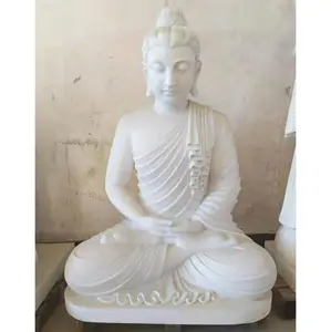 Jardim ao ar livre Decoração Natural Pedra Mármore Sentado Buda Budista Monge Escultura Estátuas