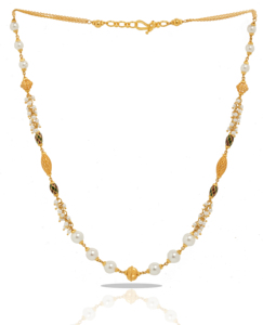 Luxury 22K Gold Pearl Beaded Necklace Traditional Handmade Jewelry Gift for Women - Product Image 2