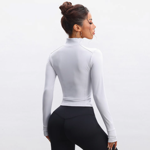 Giacca sportiva con cerniera a manica lunga da <span class=keywords><strong>donna</strong></span> per allenamento Fitness a sensazione nuda per <span class=keywords><strong>sport</strong></span> attillati da Yoga traspirante - Product Image 5