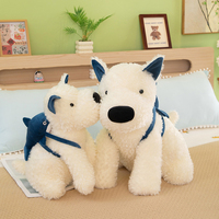 Boneka Plush West Highland Terrier Lucu dengan Tas Ransel Hiu Boneka Plush Peluche