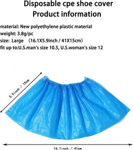Surchaussures jetables CPE anti-poussière pour l'industrie alimentaire, bleues, à enfiler, 40x15cm, résistantes à l'abrasion, Chine - Product Image 2