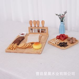 Stars Bamboo Cheese Board Cutlery Set With <b>Knife</b> Fork Multifunctional Wooden Cutting Board For <b>Bread</b> Fruit Vegetable - Product Image 5
