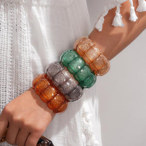 Pulsera Elástica Cuadrada de Acrílico J, Brazalete de Moda Exagerado Personalizado, Joyería de Mano Minimalista de Lujo para Mujer - Product Image 3