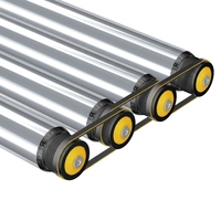 Convoyeur à rouleaux électrique Poly-V en acier inoxydable, flexible et motorisé, pour le tri des cartons alimentaires et la logistique express