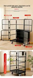 Chariot de transport pliable robuste, poids net 45 kg, acier de 1,0 mm d'épaisseur, 360° °   Roulettes à frein pour la logistique des supermarchés - Product Image 3