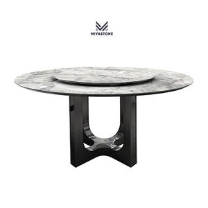 Mesa de comedor de mármol gris Calacatta Mesa de comedor de piedra de lujo - Product Image 1