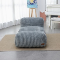 Nuevo y Divertido Puff Multifuncional de Piel Sintética de Conejo con Rayas Grises de Lujo, Cama Tipo Puff Súper Cómoda y Plegable