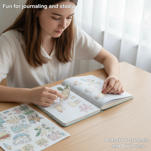 Pegatinas con Diseño de Conejitos, Estilo Ins, Suaves y Lindas, Paquete de Pegatinas para Decoración de Diarios, Adhesivos Kawaii de Dibujos Animados para Manualidades - Product Image 1