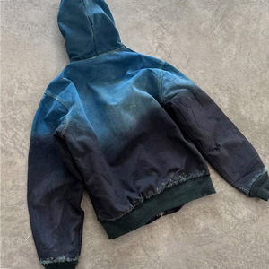 Sudadera con Capucha Unisex de Algodón Grueso con Lavado Ácido y Efecto Desgastado, Corte Oversize Holgado, Estilo Urbano para Hombre, Personalizable OEM - Product Image 3