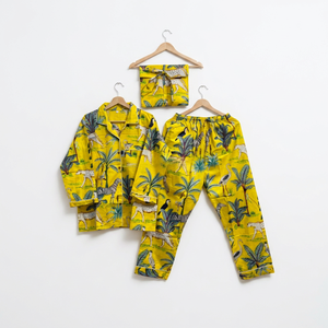 Ensemble de pyjama pour femmes à imprimé tigre, manches longues, longueur intégrale, vêtements de nuit doux en tissu, décontracté, été, taille élastique, col rabattu - Product Image 3