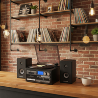 Reproductor de Casetes y Tocadiscos al por Mayor con Bluetooth, Reproductor y Grabador de Casetes con Reproducción y Grabación USB/SD, CD y Radio para Uso en el Hogar y la Oficina