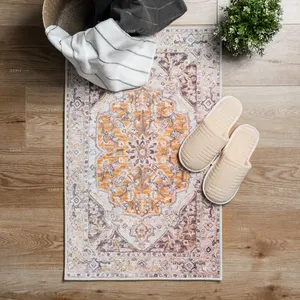 Boho Vintage Machine Wasbaar Antislip Badmat Met Zachte Print Voor Douchebak