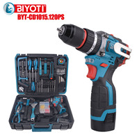Perceuse à percussion sans fil professionnelle 16,8 V, tournevis électrique sans balais, kit d'outils électriques à 2 vitesses avec batterie au lithium Biyoti