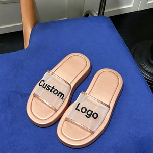 Luxury Fashion Customizable Slide <b>Sandals</b> Transparent Mesh Band Summer Footwear Open toe slides with EVA outsole Summer slippers - Product Image 3