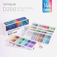 LANGUO – Kit de stylos acryliques rétractables 144 couleurs pour journalisation, gamme complète Acuarela Aquarell à action par clic, kit de papeterie artistique
