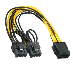 Kabel Daya GPU 6 + 2 Pin Ganda, Sata 8pin Ke Dual 6 + 2 Pin, Kabel Daya Kartu Video Grafis 8Pin, Laki-laki Ke Perempuan Y Splitter PCIE 8Pin Ke Dual