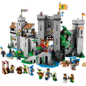 Lion king Knights Castle Set Model 4514 buah, istana abad pertengahan kompatibel MOC10305 DIY blok bangunan hadiah Natal untuk anak-anak