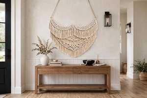 Tapiz de Pared de Macramé Bohemio Hecho a Mano, Triángulo de Algodón Tejido, Arte Decorativo para Dormitorio - Product Image 2
