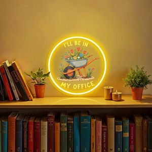 Enseigne néon de jardinage Je serai dans mon bureau Lumière LED Cadeaux de jardinier Brouette Enseigne florale Décoration de jardin Farmhouse Wall Art - Product Image 2