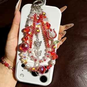Chaîne de téléphone portable luxueuse avec pendentif tulipe serti de diamants, style Ins, perles de chaîne, bracelet - Product Image 6