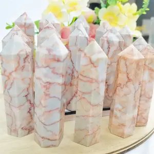 Wholesale Natural Spiritual Products Red Net Stone Crystal Point Tower for Decoration