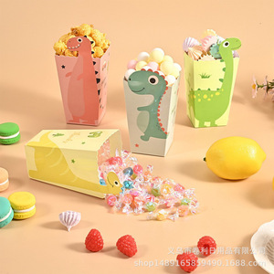 Colorful Dinosaur Popcorn Paper Box Cartoon Style Birthday Party <b>Snack</b> <b>Container</b> For Children 2-4 Years Environment-Friendly - Product Image 4