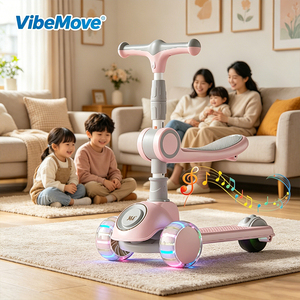 Trottinette pliable à 3 roues pour enfants avec musique et lumières, conception anti-basculement, construction en plastique durable pour les enfants de 3 ans et plus - Product Image 1