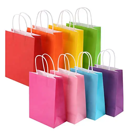 Saco de papel personalizado com impressão de logotipo, saco de papel de embalar logotipo personalizado, vermelho, azul, rosa, amarelo, roxo, saco de papel de presente para roupas