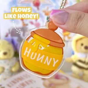 DESEN Pooh Honey Pot Liquid Shaker Acrylic Keychain/Winnie-the-Pooh Bee Hundred Woods Hidden Mickey Bag Purse Charm