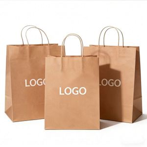 Factory Direct Customizable Brown Kraft Paper Shopping <b>Bag</b> With Twisted Handles Eco-friendly Ideal for Takeaway Packaging - Product Image 1