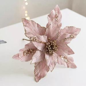 New Arrival Premium Velvet Hand-<b>Dusted</b> Artificial Christmas Flowers Christmas Tree Ornaments Decorations - Product Image 3