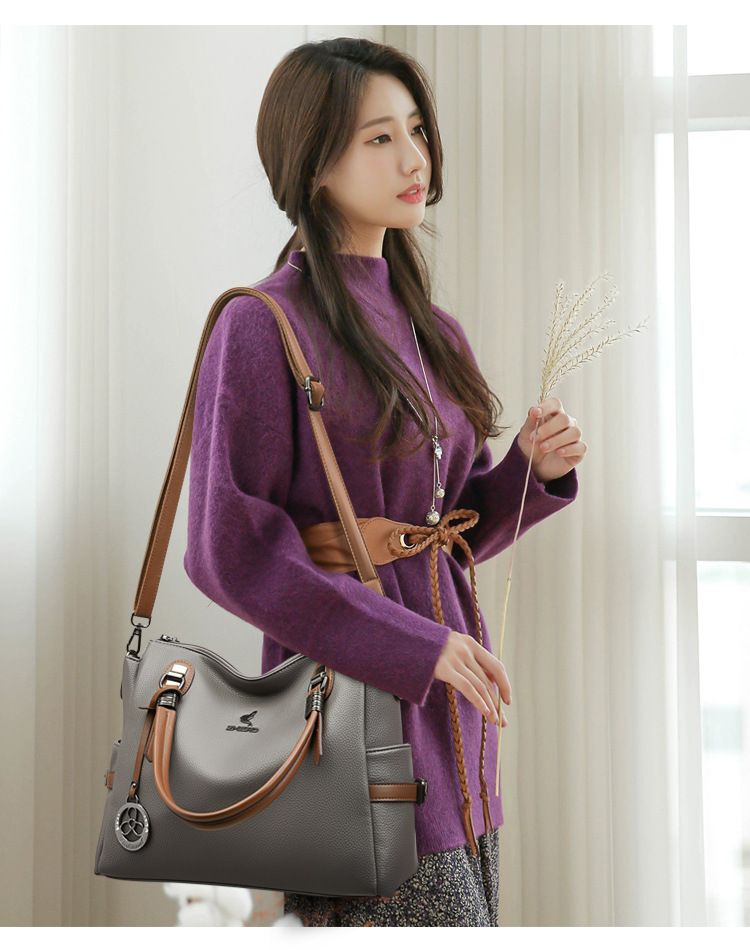 NICOLE & DORIS Vrouwen Kleine Handtas PU Lederen Top Handvat Tas Crossbody Tas Met Haarbal Kwastje, Zwart, Large