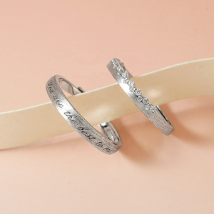 Vente en gros d'usine - Ensemble de bagues de promesse de mariage en argent sterling 925 - Zircon incrusté - Bijoux de fiançailles pour les amoureux - Couple - Product Image 4