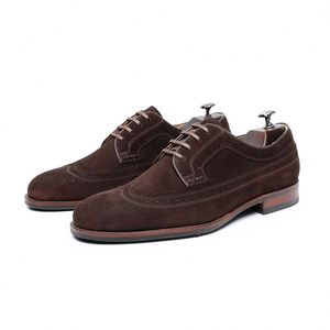 Nuevos Zapatos Oxford Brogue de Ante con Cordones Cuadrados, Estilo Británico Formal, Casuales y Elegantes para Hombre, Ligeros y Transpirables - Product Image 5