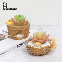 Pot de fleurs rustique en résine imitation pierre avec figurine animale mignonne, idéal pour plantes succulentes, décoration maison, jardin, bureau, étagère