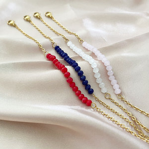 2025 Wholesale Summer Jewelry Colorful Natural Stone <b>Beads</b> <b>Bracelets</b> Stainless Steel Chains <b>Bracelets</b> for Women - Product Image 1